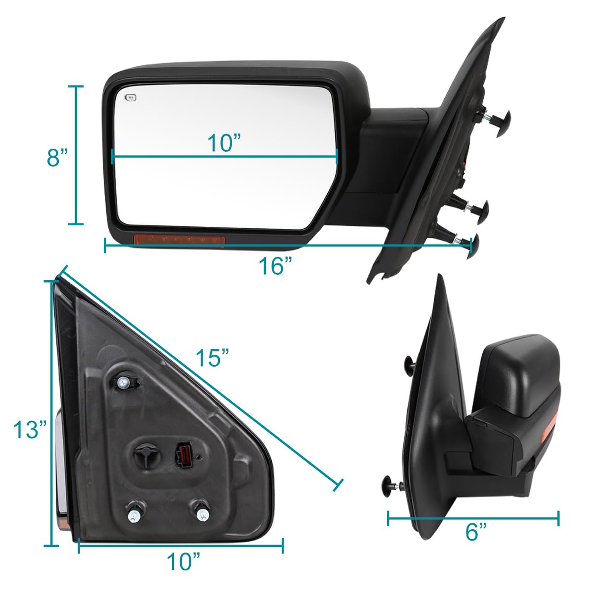 Spec-D Tuning Power Heated Side Mirror with LED Turn Signal & Puddle Lamp - Left Driver Side Replacement for 2007-2014 Ford F150 - Perfect for Night Driving & Enhanced Safety