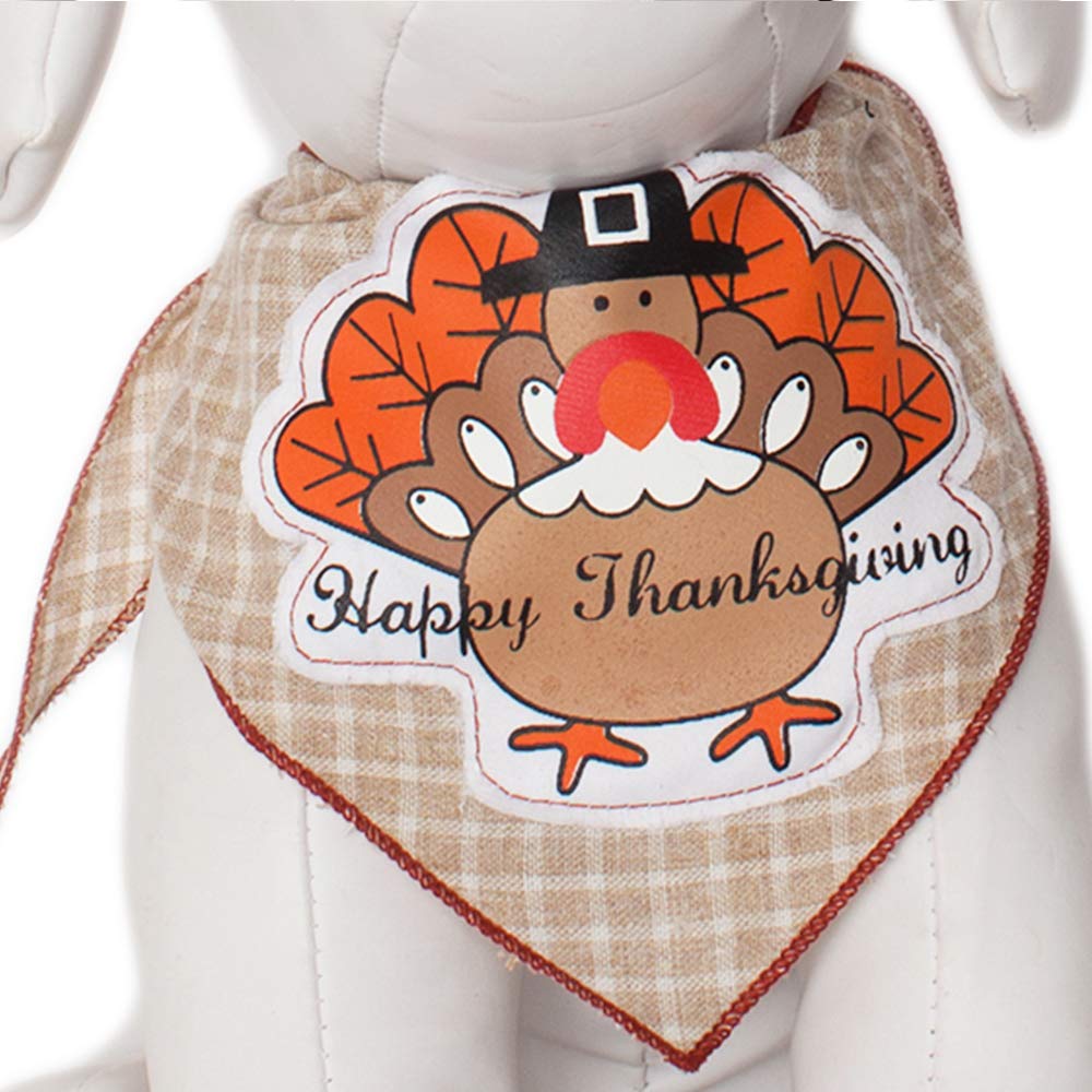 Happy Thanksgiving Dog Bandanas for Medium to Large Dogs - 100% Cotton Pet Bandana with Festive Design - Perfect for Thanksgiving Photos, Family Gatherings & Holiday Celebrations