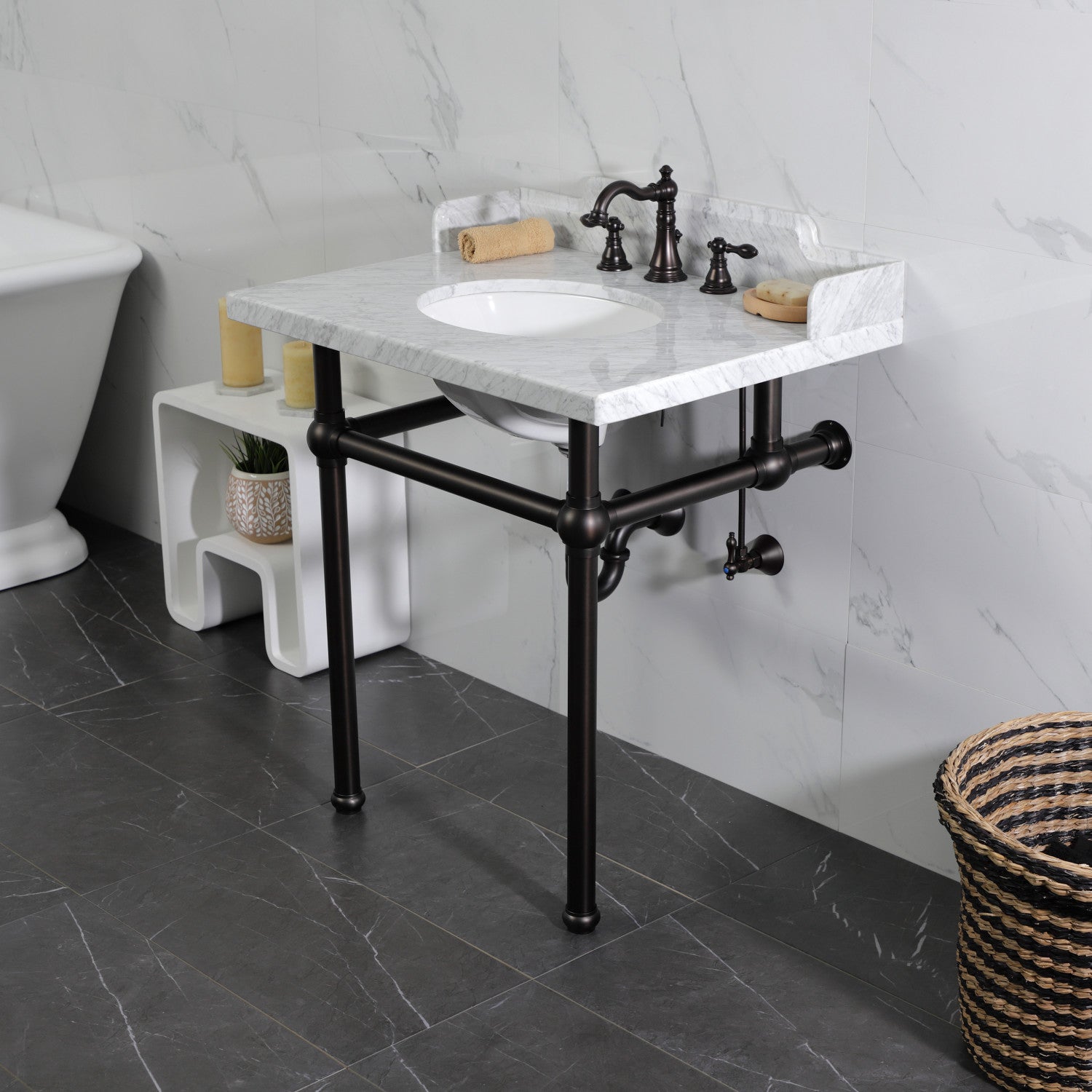 American Classic FSC1975ACL Oil Rubbed Bronze Widespread Bathroom Faucet - 3 Hole Deck Mount with 2 Handles & Pop Up Drain - Perfect for Bathroom Vanity and Powder Room Remodeling