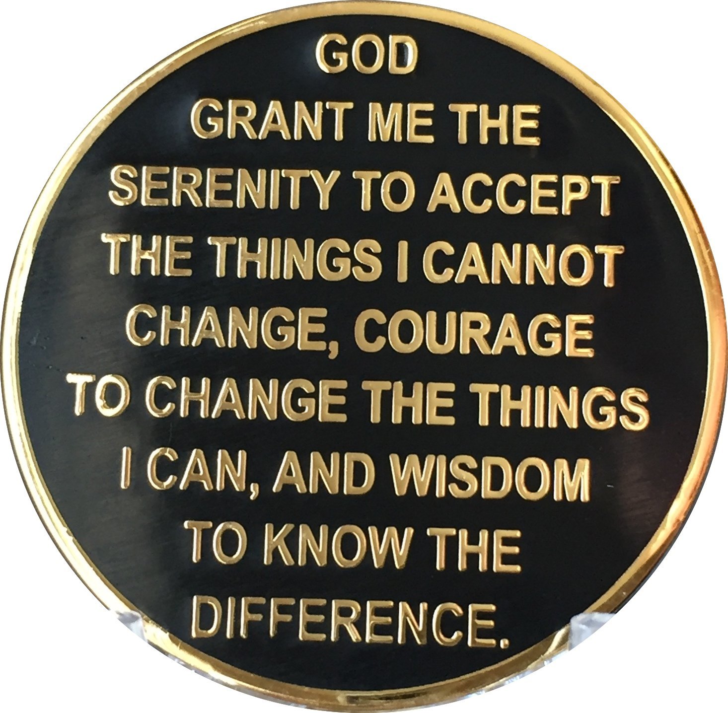 1 Year Elegant Black Gold Silver Bi-Plated AA Medallion Serenity Prayer Chip - Inspirational Gift for Recovery, Sobriety & Spiritual Growth - Perfect for AA Meetings, Daily Motivation & 12-Step Programs