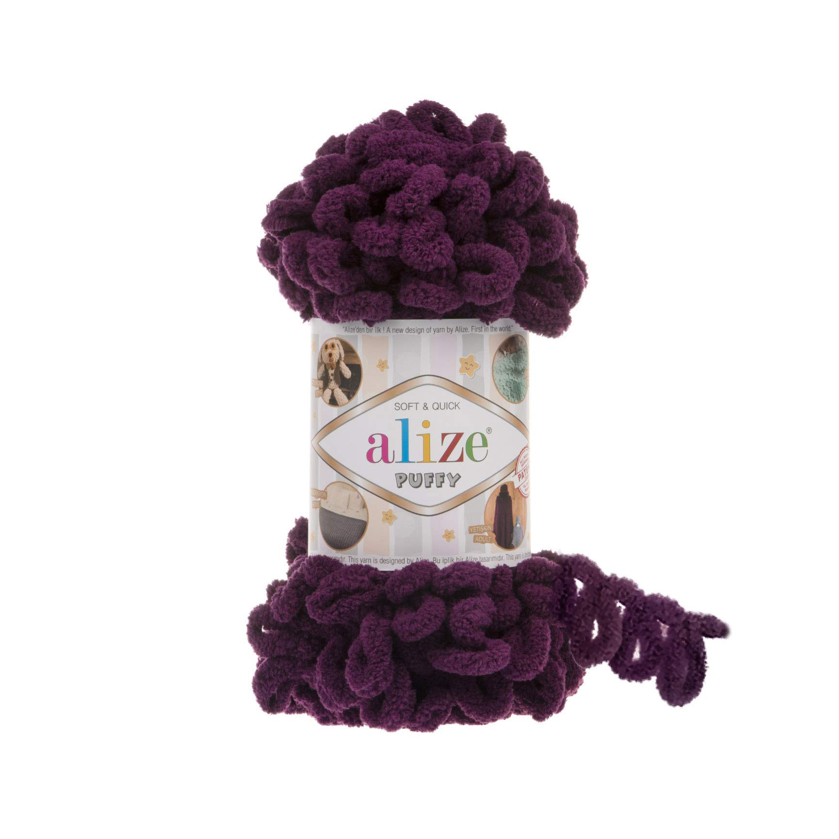Alize Puffy Baby Blanket Yarn - 2 Skeins (200g, 20yds) 100% Micropolyester Super Soft Chunky Knitting Yarn for Baby Blankets, Scarves & Hats | Hand Knitting, Crochet & DIY Crafts | Hypoallergenic & Machine Washable