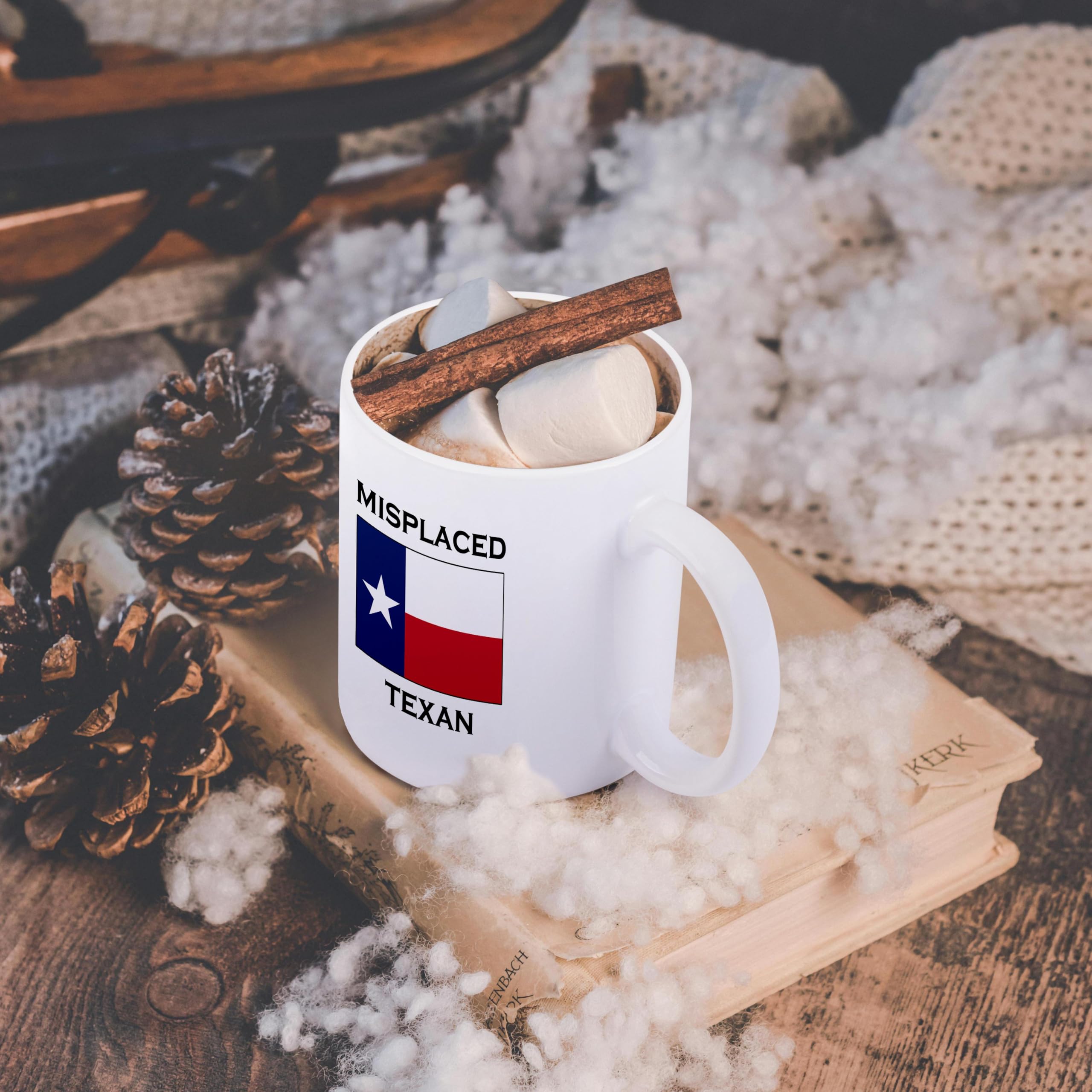 3D Rose Misplaced Texan Ceramic Coffee Mug - 11 oz White Texas-Themed Gift for Cowboy Fans - Perfect for Home, Office & Camping Use
