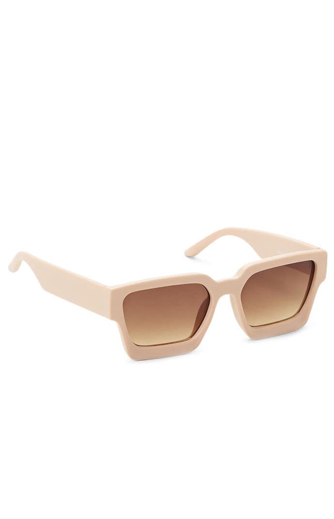 PacSun Men's Square Frame Sunglasses in Tan - UV Protection, Retro Style for Outdoor Activities, Beach, and Driving