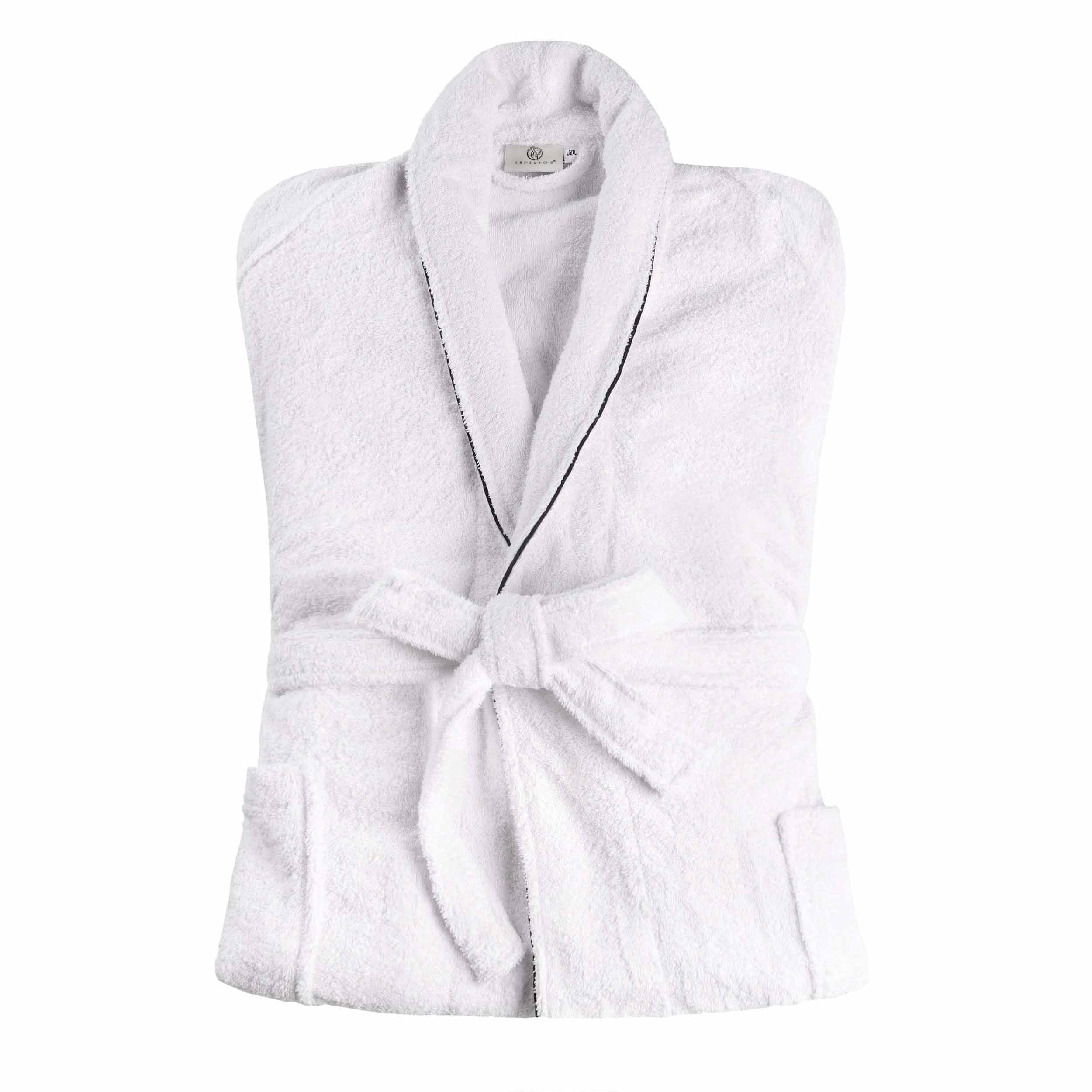 Premium Cotton Unisex Bathrobe for Adults - Soft, Fluffy & Highly Absorbent - White Embroidered Spa Robe for Relaxation, Hotels & Home Comfort