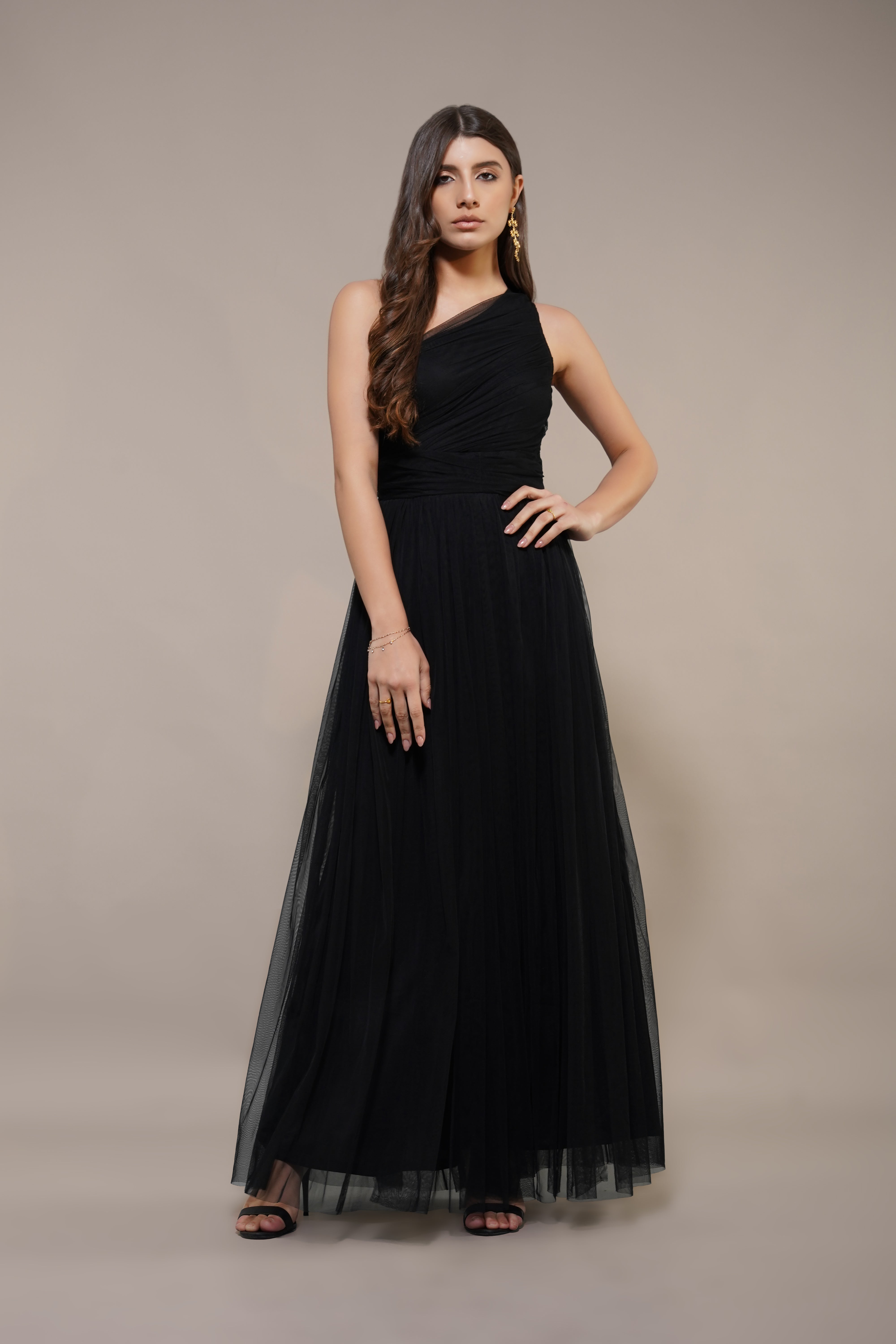 Elegant One Shoulder Black Maxi Dress for Women - Perfect for Evening Parties, Weddings & Summer Vacations