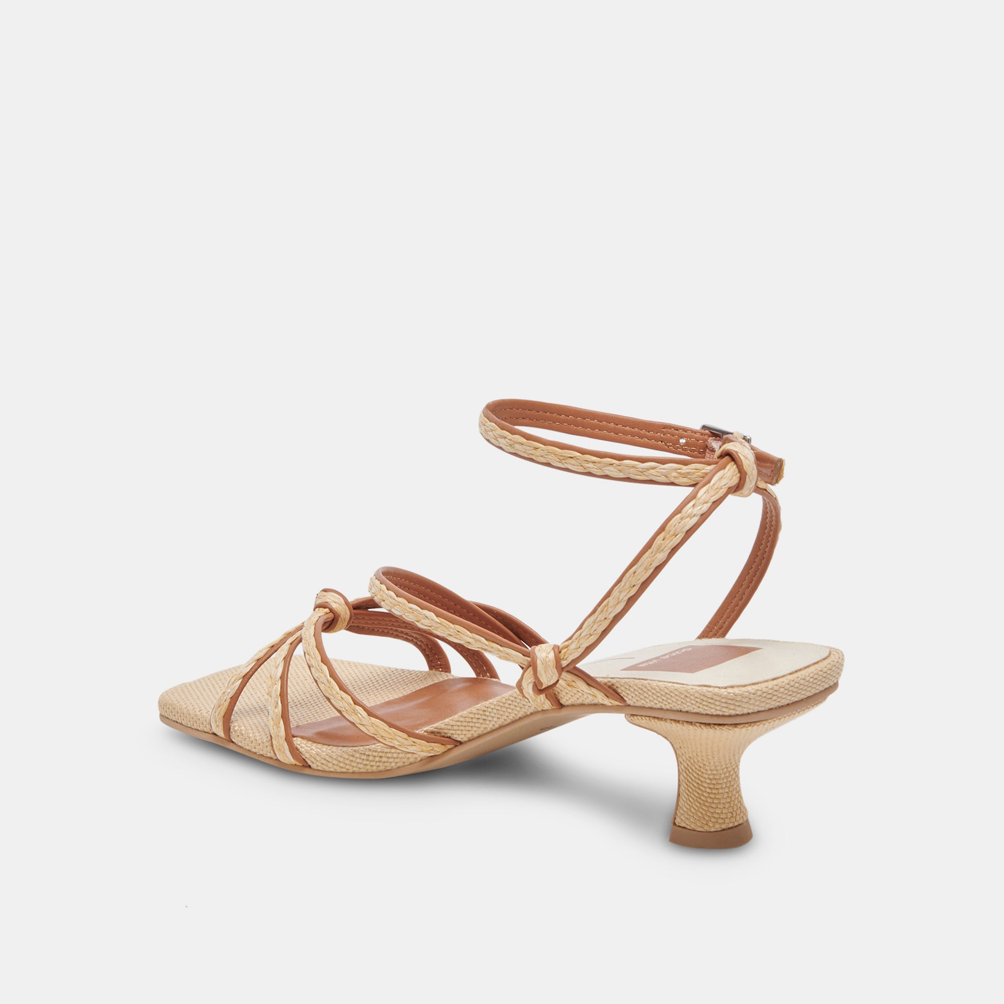 BEV Braided Wide Heel Sandals - Natural Brown Jute Material | Comfortable Summer Beach Shoes for Women | Perfect for Outdoor, Vacation & Casual Wear