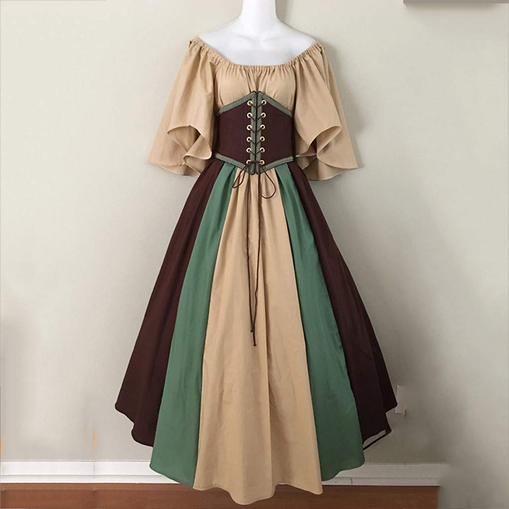 Elegant Renaissance Dress for Women - Medieval Victorian Ball Gown with Corset & Flare Sleeves | Perfect for Masquerade Balls, Halloween Costumes & Themed Parties | Historical Reenactment & Cosplay Outfit