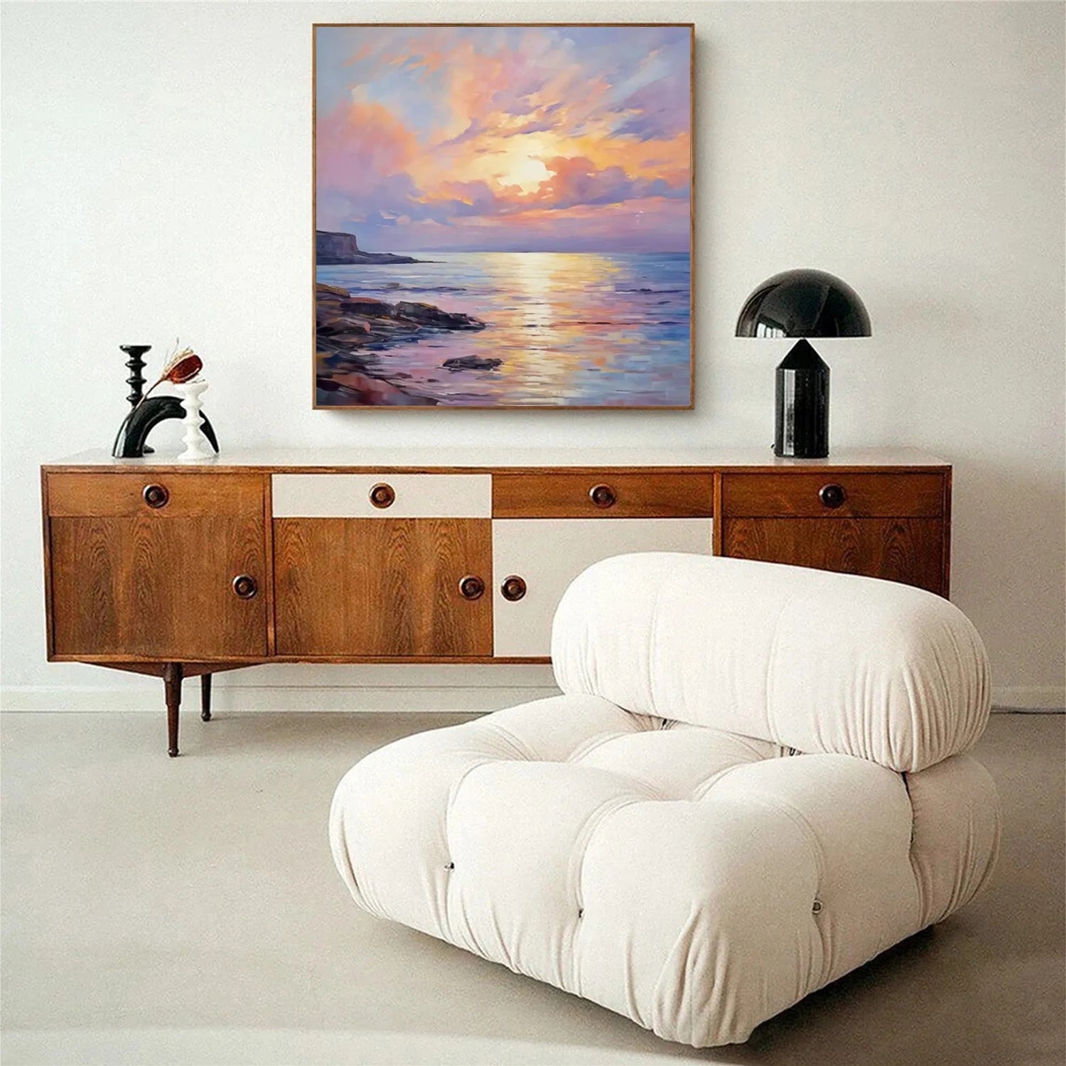 Ocean And Sky Abstract Canvas Art Print - Modern Wall Decor for Living Room, Bedroom, Office | Large Framed Painting | Home & Office Decor Gift Idea