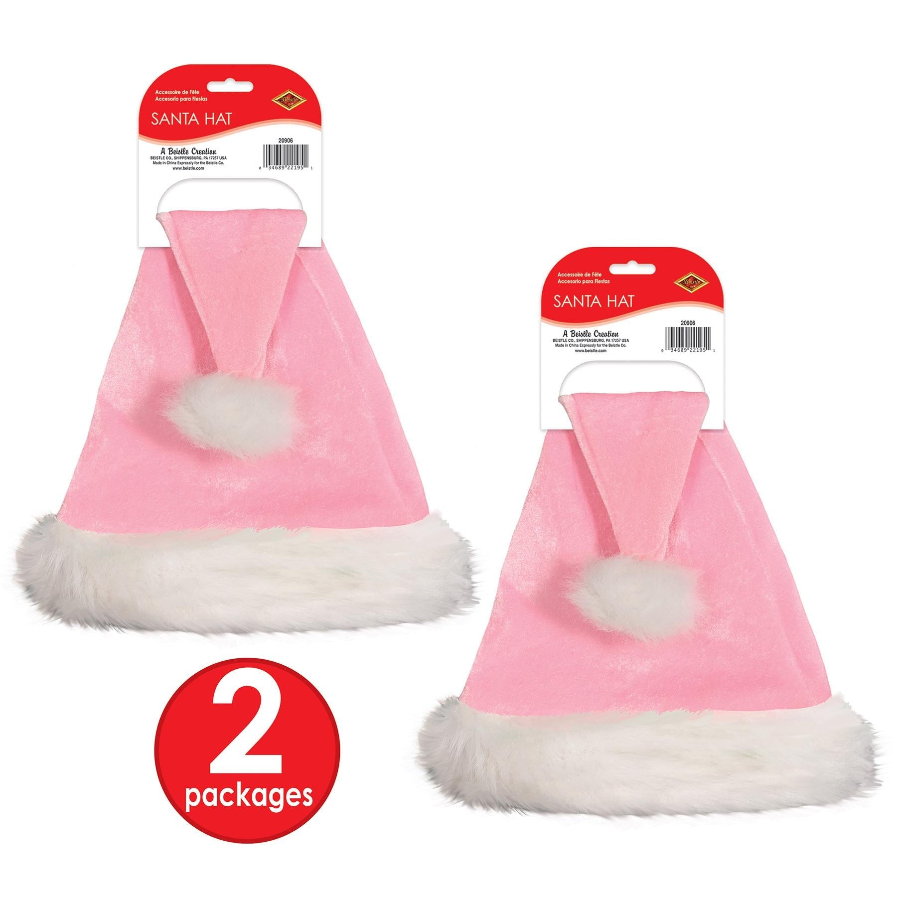 12 Pack Beistle Christmas Light Pink Santa Hats - Festive Holiday Party Accessories for Xmas Celebrations, Office Parties & Family Gatherings