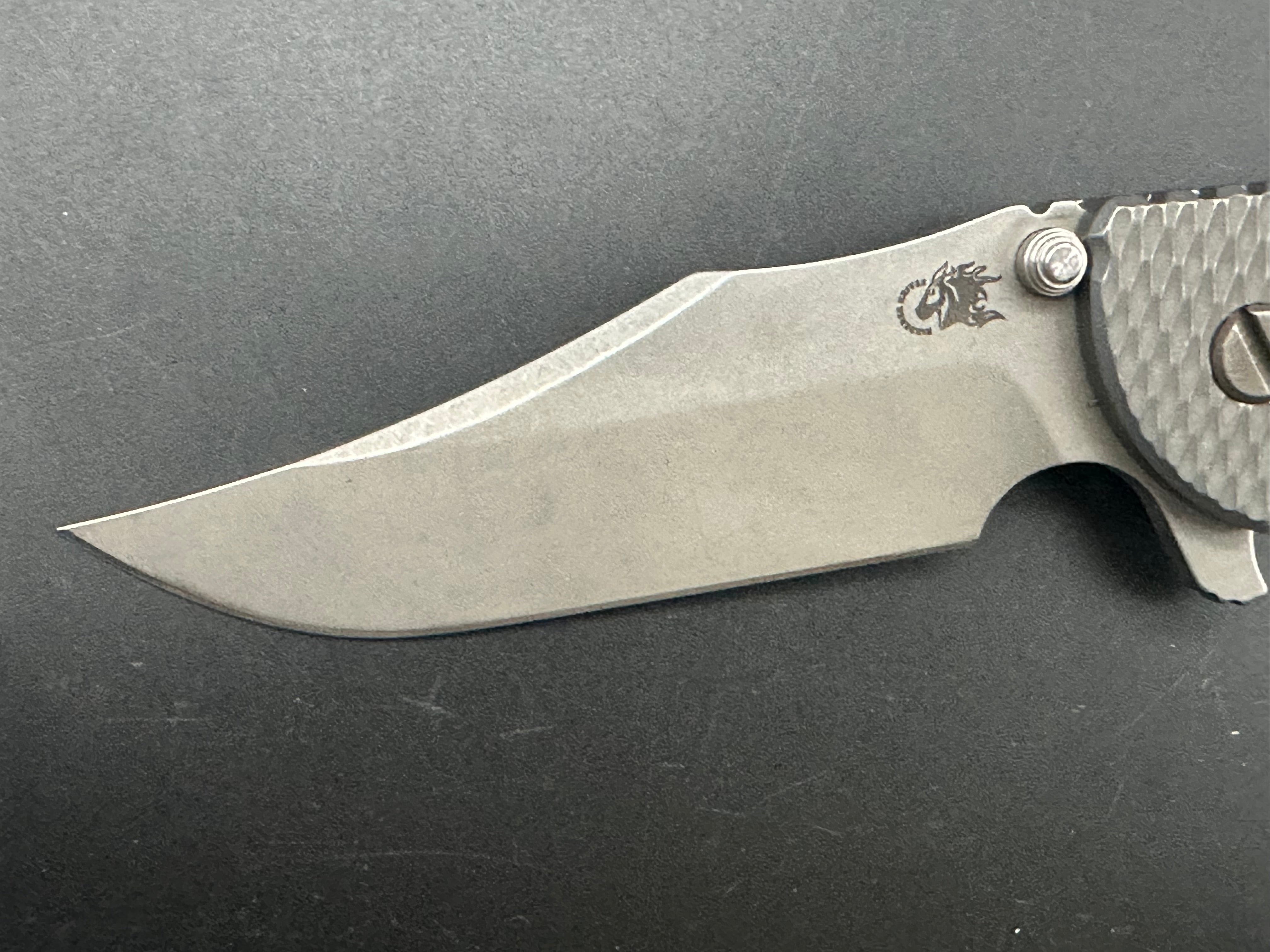 Hinderer XM-24 Bowie Knife - Full Titanium Blade with Working Finish & Orange G10 Scale - EDC, Outdoor Survival, Camping, Hunting Gear