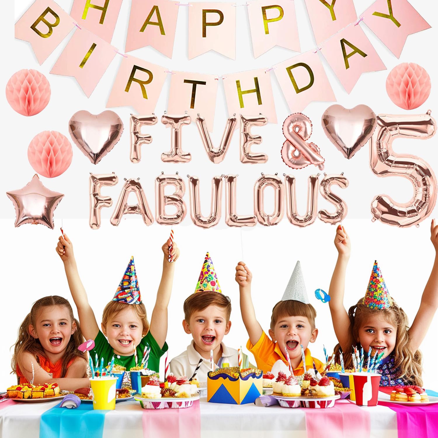 Five & Fabulous 5th Birthday Party Decorations Set - Banner, Balloons & More for Boys & Girls | Perfect for 5-Year-Old Birthday Celebrations, Classroom Parties & Photo Backdrops