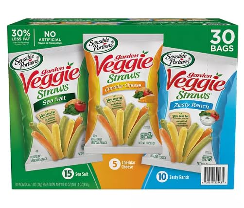 Healthy Garden Veggie Snack Straws Variety Pack - 30 Count | Crunchy Vegetable Chips Alternative | Perfect for School Lunches, Office Snacks & Party Platters