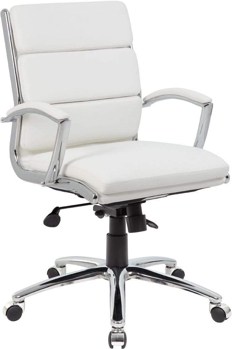 Premium Boss Executive CaressoftPlus Mid Back Office Chair with Metal Chrome Finish [B9476 BK] - Ergonomic Support for Long Work Hours, Home & Office Use
