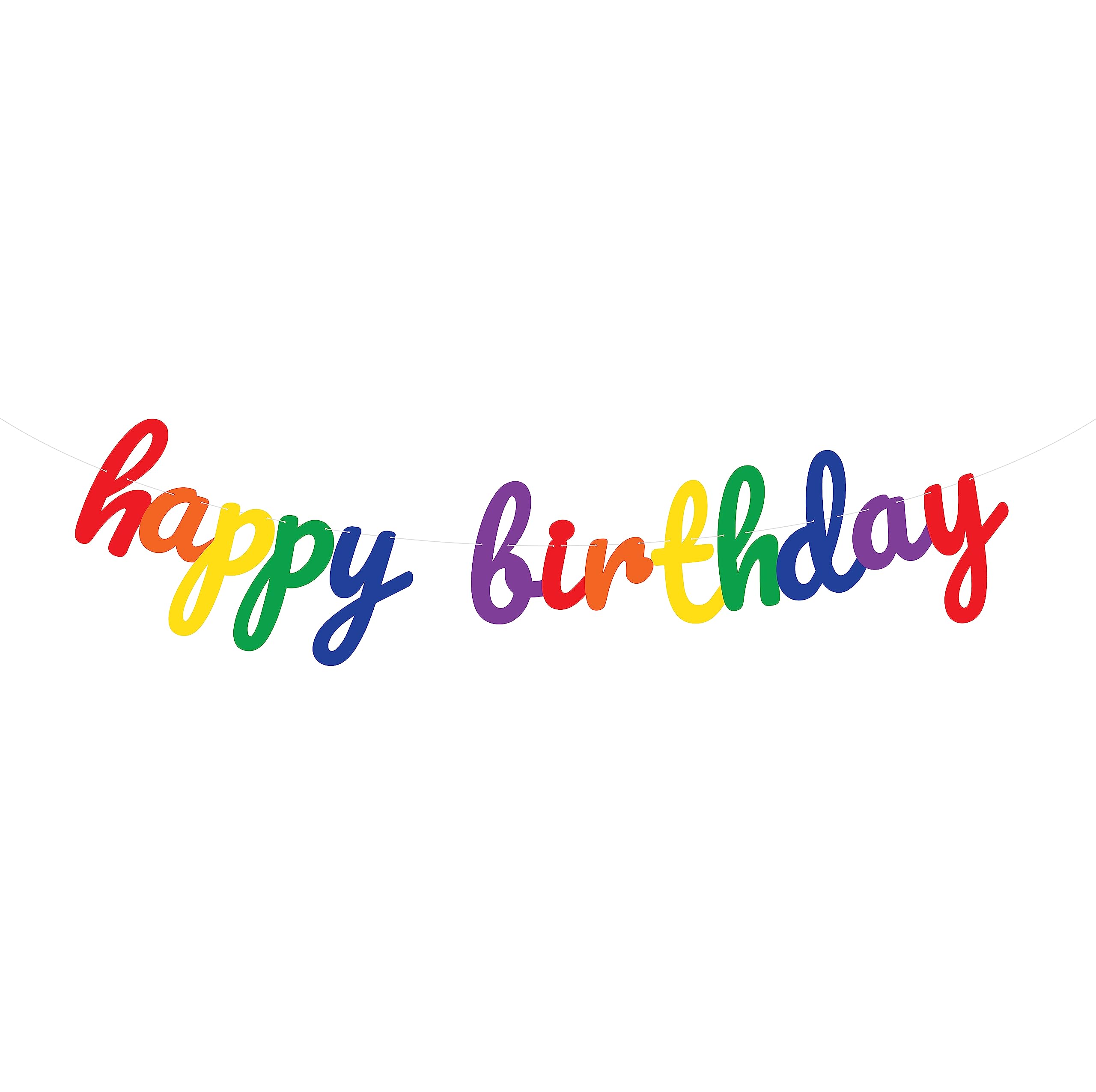 Rainbow Happy Birthday Banner - Colorful Cursive Party Decorations for Birthday Celebrations, Baby Showers & Festive Events