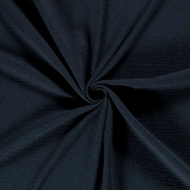 Premium Dobby Gauze Fabric - Navy Blue - Soft & Breathable for Summer Dresses, Blouses, and DIY Crafts