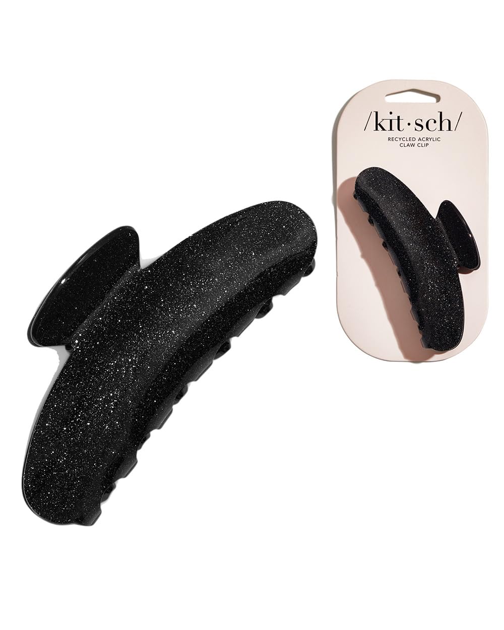 Kitsch Large Hair Clips for Women - Recycled Plastic Cute Hair Claw Clips for Thick Hair & All Hair Types | Big Claw Clip Hair Accessories for Everyday, Work & Special Occasions | 1 Pc Black Glitter Hair Clip | Perfect for Office, Parties & Casual Outfits