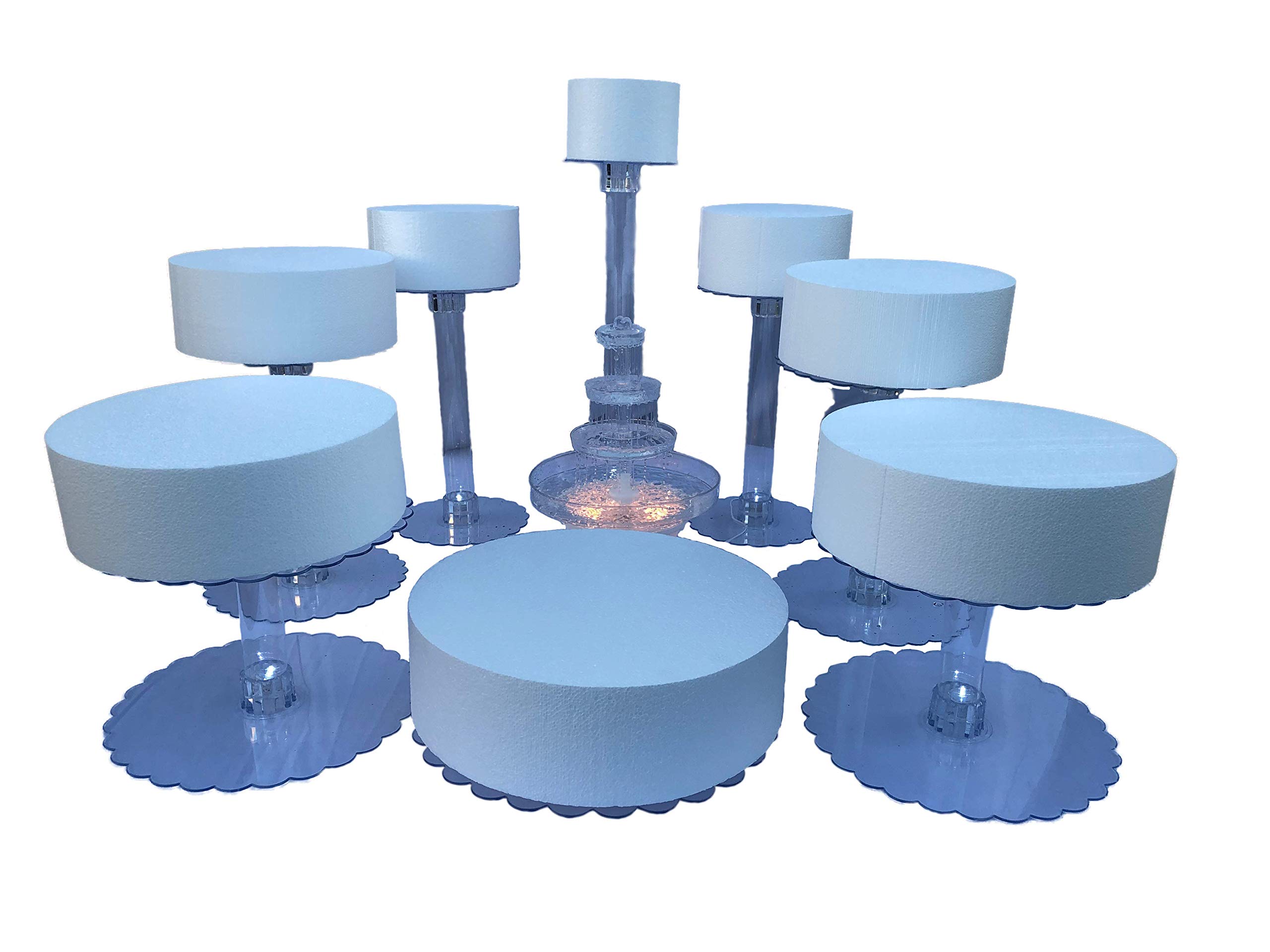 8 Tier Wedding Cake Stand with LED Lights & Fountain - Elegant Display for Weddings, Anniversaries, and Special Events