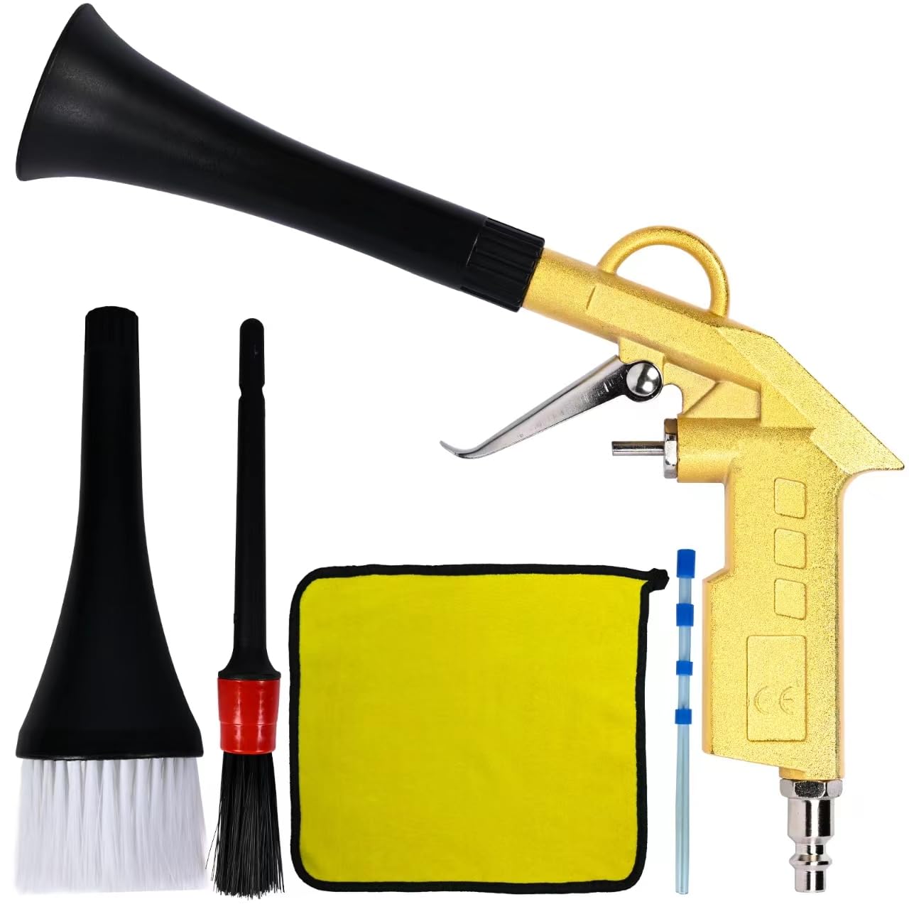 Premium Car Cleaning Gun - High Pressure Air Duster Blower with Detailing Kit & Interior Cleaner | Pneumatic Auto Detailing Tool for Car Wash, Engine Bay, Interior Cleaning & Keyboard Dusting (Gold)