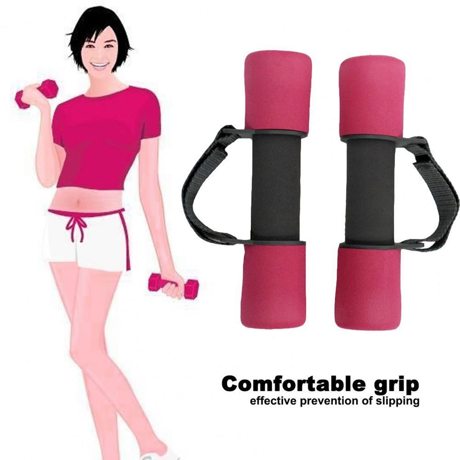 CHDWEY Adjustable Non-Slip Foam Dumbbell Set with Hand Straps - Round Head Home Gym Equipment for Strength Training & Fitness Workouts | Perfect for Home Exercise, Weight Lifting & Muscle Building