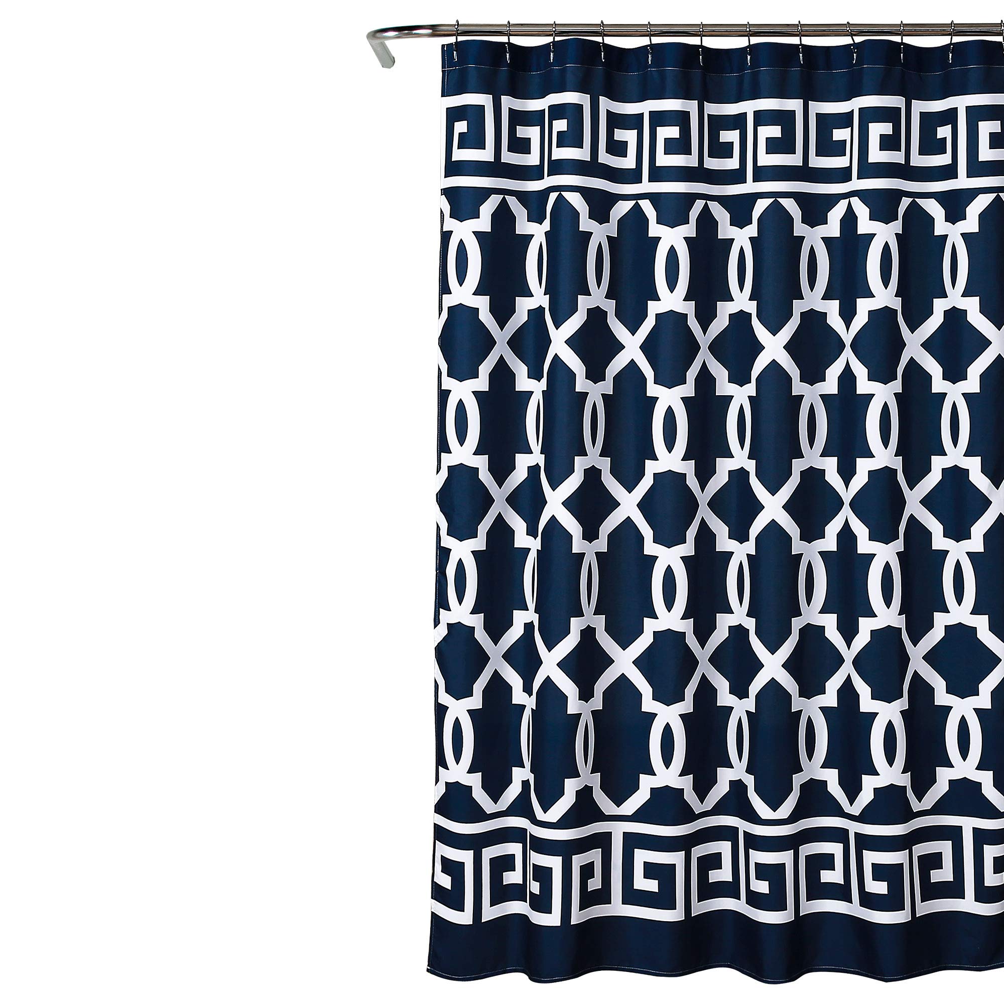 Lush Decor Navy Maze Border Shower Curtain 72x72 for Bathroom Decor