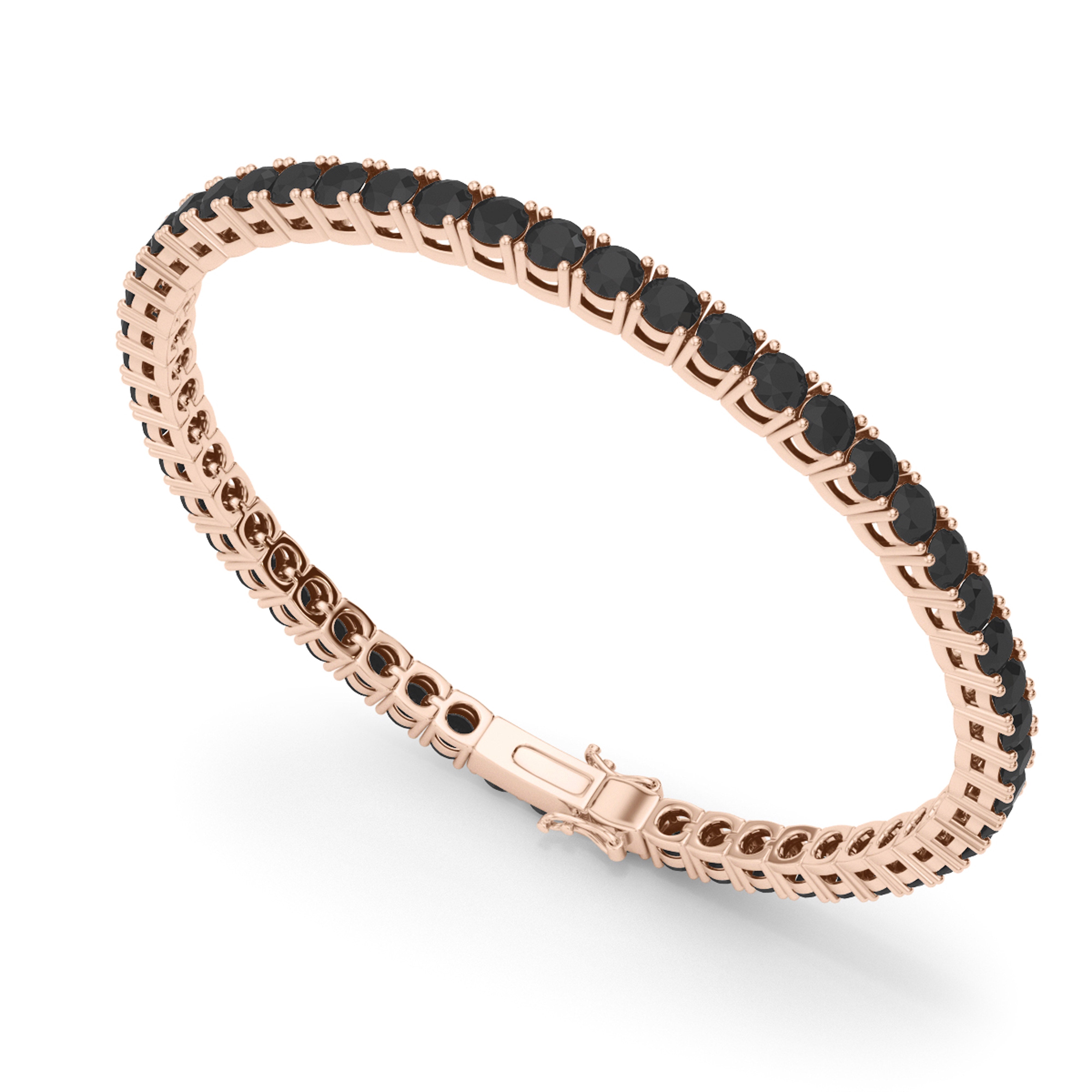 Black Diamond Round Cut Tennis Bracelet for Women - Elegant 14K Gold Plated Wedding Jewelry Gift for Anniversary, Birthday & Special Occasions