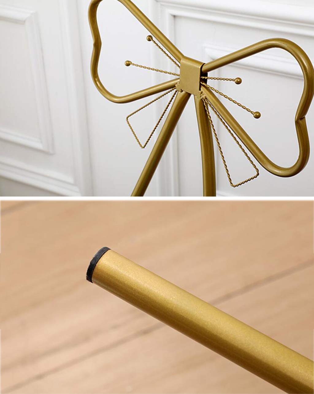 JHSLXD Gold Vanity Stool with Bow Tie Design - Elegant Metal Makeup Chair, Small Lounge Armchair for Bedroom, Reading Nook & Dining Room - White (Perfect for Girls' Room, Dressing Table & Home Decor)