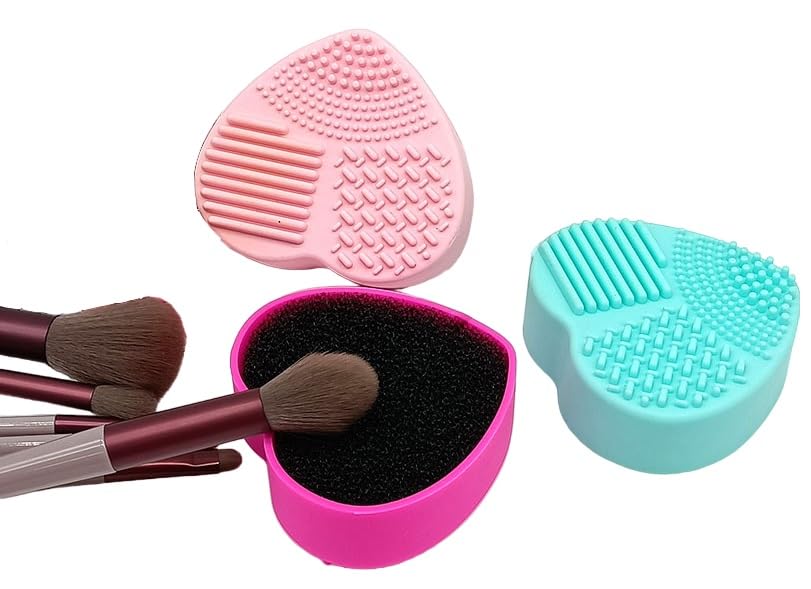 NYAMAH SALES Silicone Makeup Brush Cleaning Mat - Portable Cosmetic Brush Cleaner & Spa Scrubber with Sponge - 1pc Multi-Color | Perfect for Home Makeup Stations, Travel Kits & Professional Salon Use