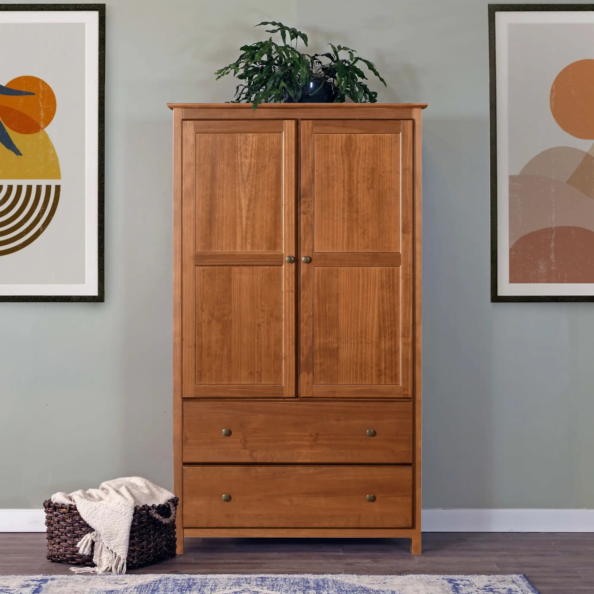 2 Door Wardrobe Closet - Spacious Storage for Bedroom, Living Room, or Office Organization - Modern Shaker Style Wooden Cabinet for Clothes & Accessories