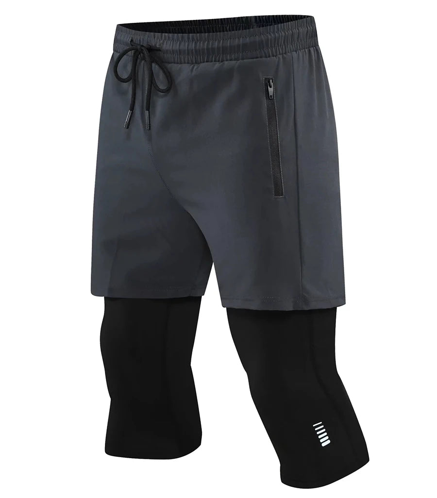 Men's 2-in-1 Running Pants with Pockets - Double Layer Gym Training Sweatpants for Jogging & Workouts | Moisture-Wicking Athletic Trousers for Men