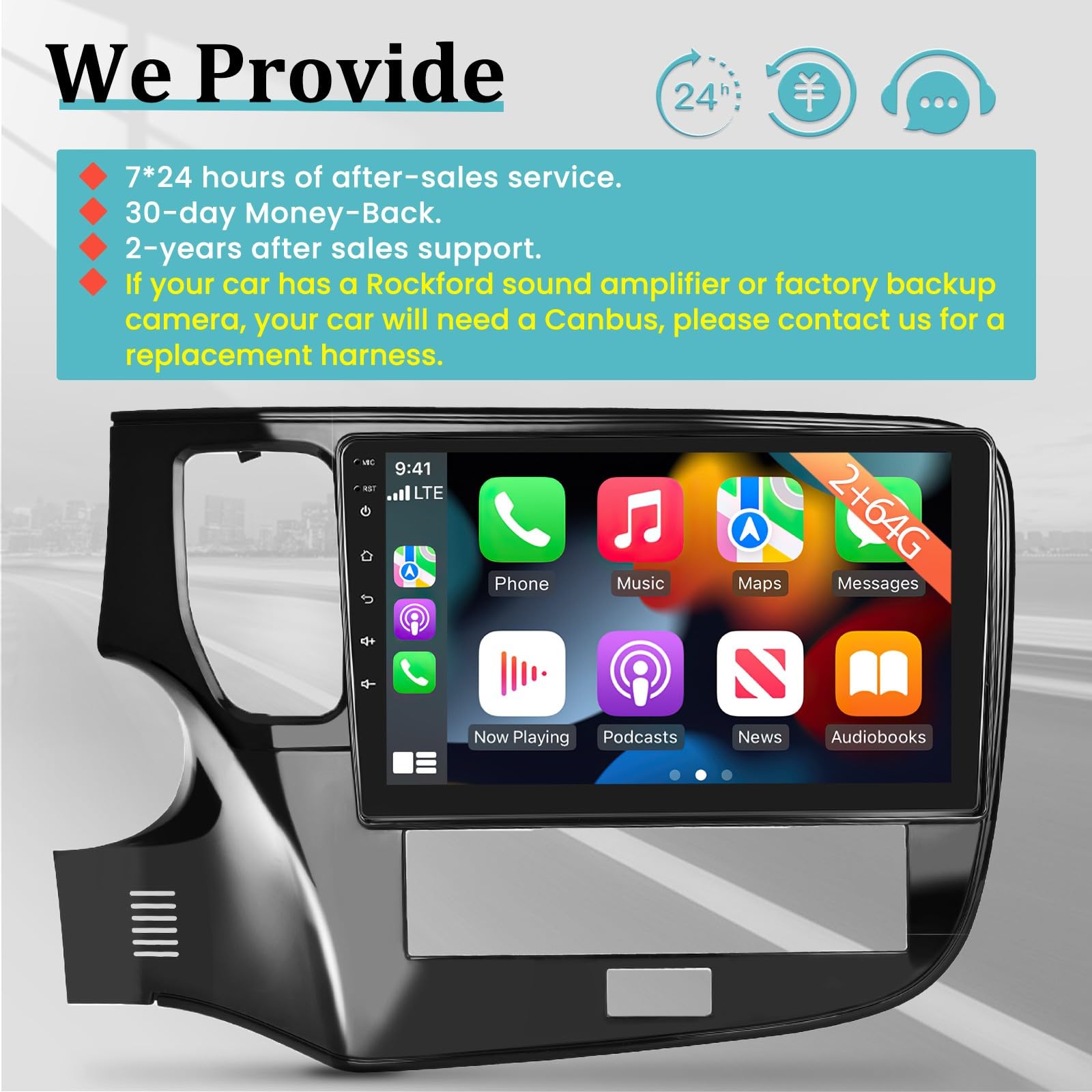 NHOPEEW 10.1 Inch Android 13 Car Stereo for Mitsubishi Outlander 2018-2021 - 2+64GB, Wireless Apple CarPlay & Android Auto, Touchscreen Bluetooth GPS WiFi, HIFI Audio with AHD Backup Camera & Mic - Perfect for Road Trips & Daily Commuting