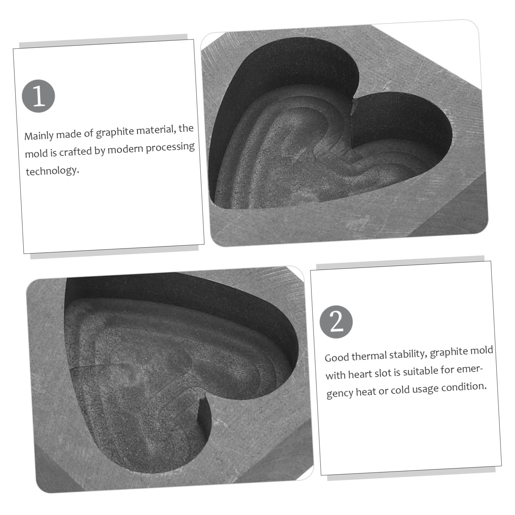 Premium Heart-Shaped Graphite Ingot Molds for Gold & Silver Casting - High Thermal Conductivity Metal Melting Molds - Perfect for Jewelry Making, DIY Metalworking & Precious Metal Refining