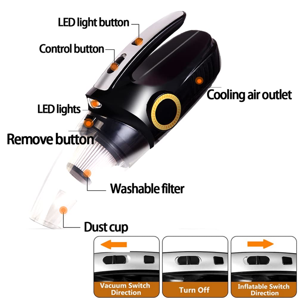 8000Pa High Power Handheld Car Vacuum Cleaner - Mini Portable Wet/Dry Vacuum for Pet Hair & Car Interior Detailing with 15ft Cord & LED Light | Perfect for Car Cleaning, Home Use, and Pet Hair Removal