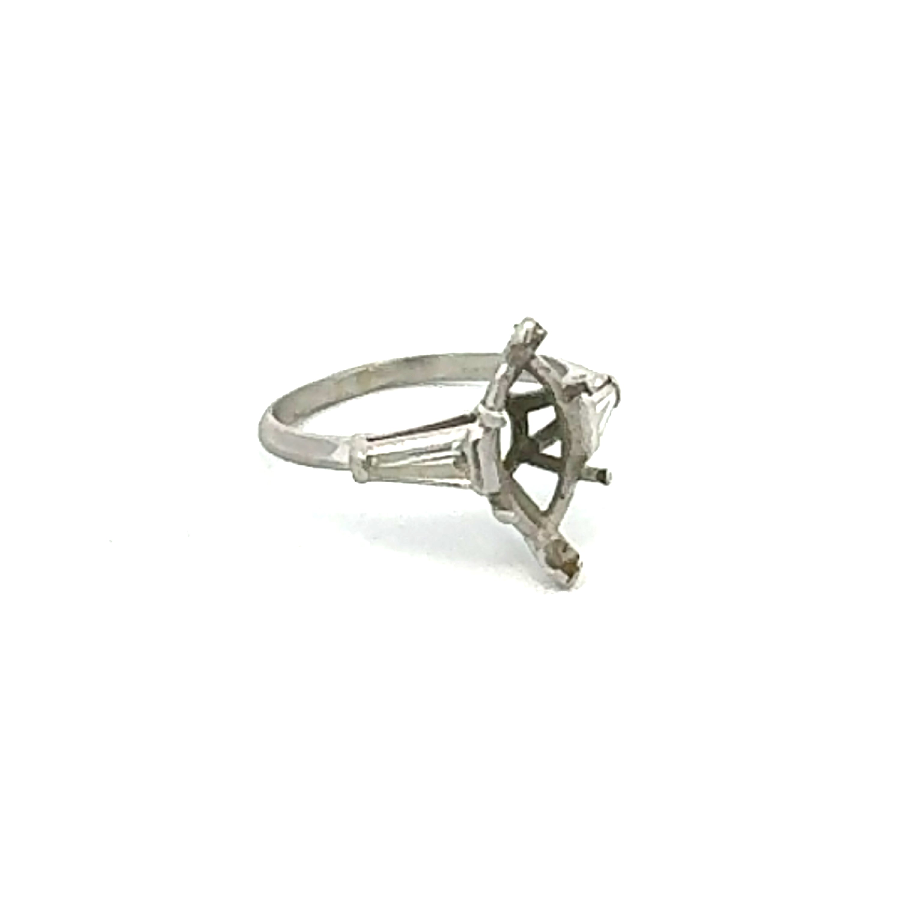0.40 Carat Tapered Baguette H VS1 Diamond Platinum Semi Mount Ring for Engagement, Wedding, or Anniversary Gift - Elegant Bridal Jewelry for Special Occasions