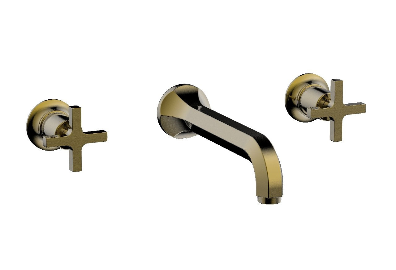 HEX MODERN Wall Mounted Lavatory Faucet Set with Cross Handles - Model 501 11 - Perfect for Modern Bathroom & Powder Room Renovations
