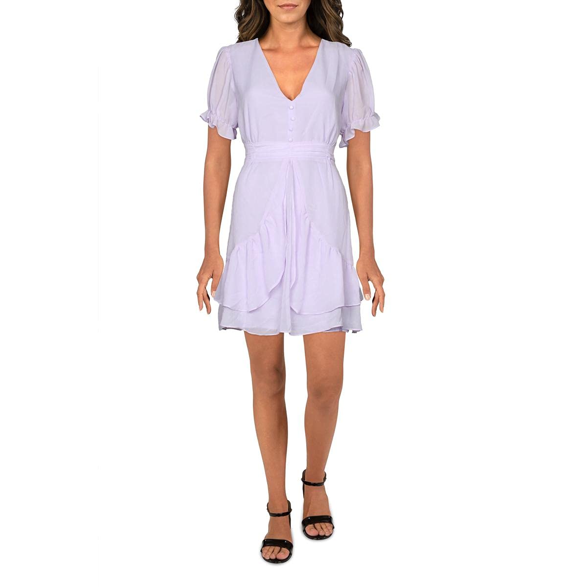 Endless Rose Women's Ruffled Ruched Mini Dress - Flirty & Feminine Party Dress for Date Night, Cocktail Events & Summer Outings