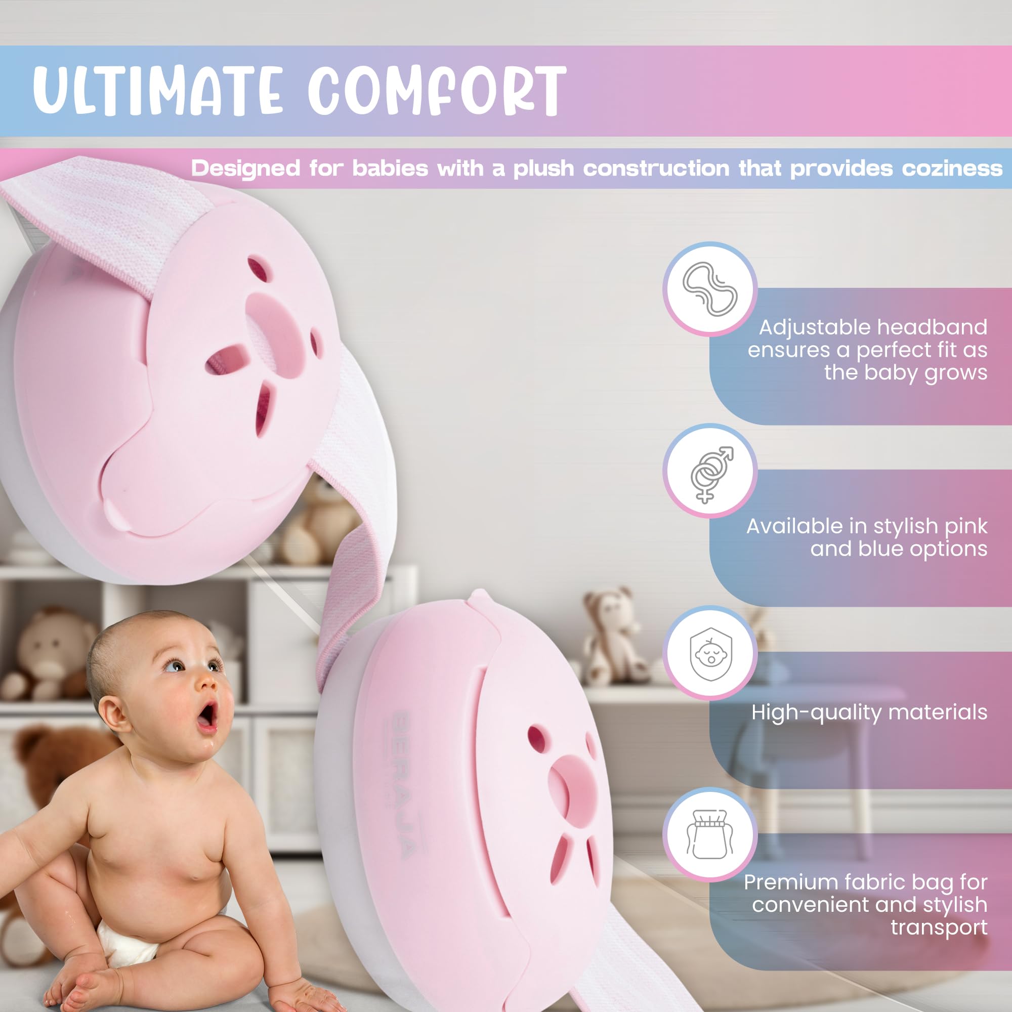 Baby Noise Cancelling Headphones - Comfortable Ear Protection for Infants & Toddlers - Perfect for Airplane Travel, Loud Events & Sensory Sensitivity