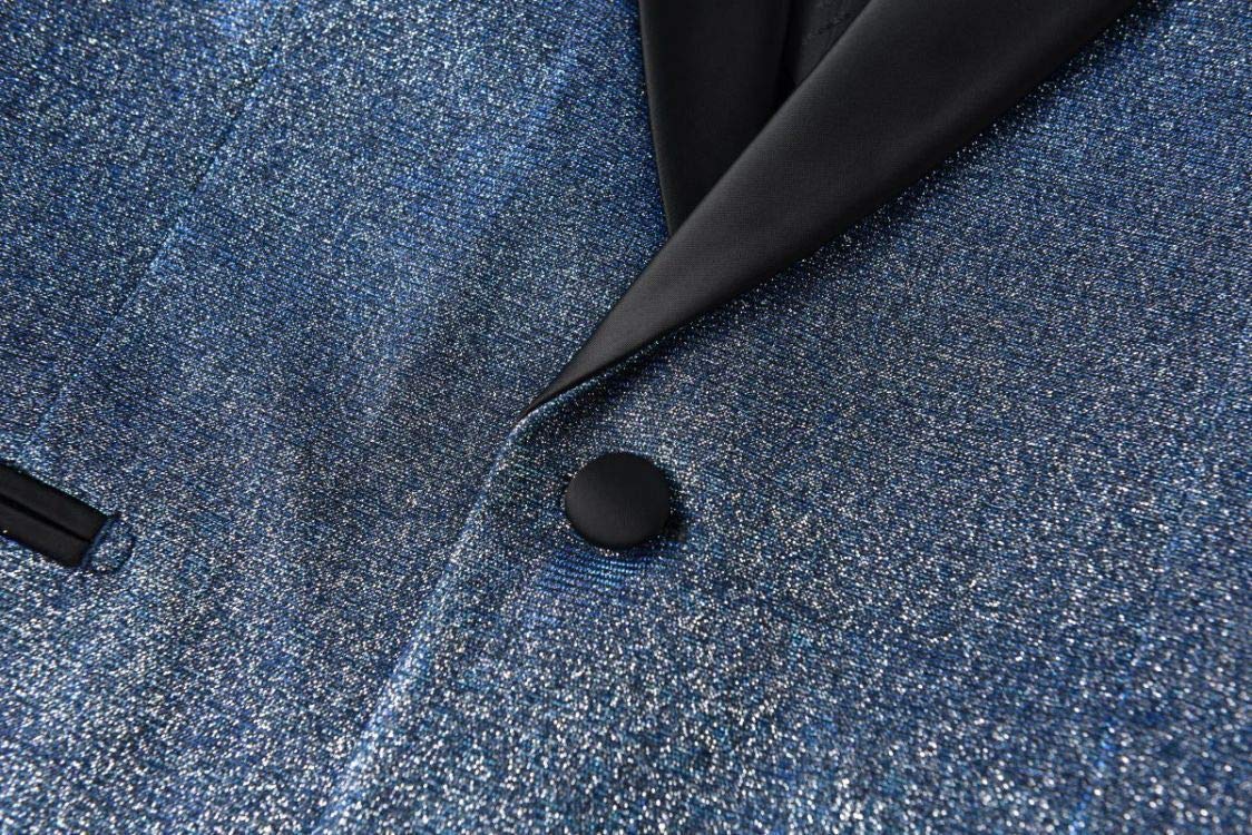 Men's Blue Slim Fit Shawl Lapel 3-Piece Suit Set with Blazer, Vest & Pants - Formal Tuxedo for Weddings, Prom & Business Events