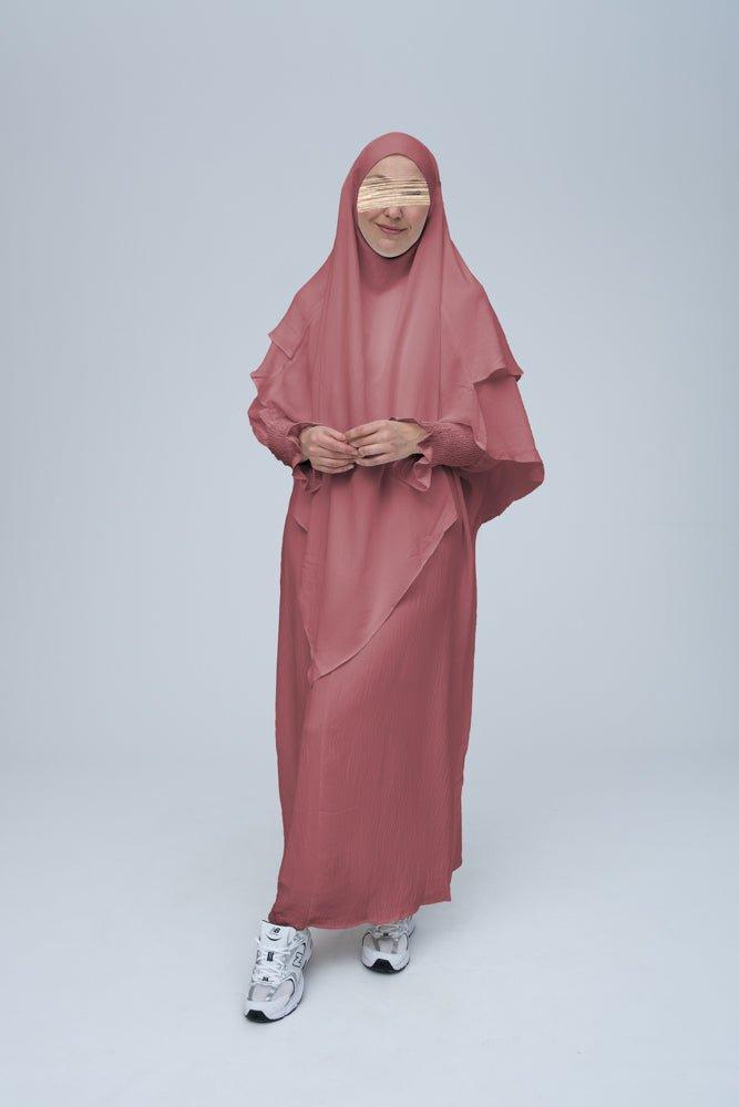 Elegant Pink Prayer Gown for Women - Lightweight & Breathable Islamic Salah Dress for Umrah, Hajj, or Daily Prayers - Perfect for Home, Mosque & Religious Ceremonies