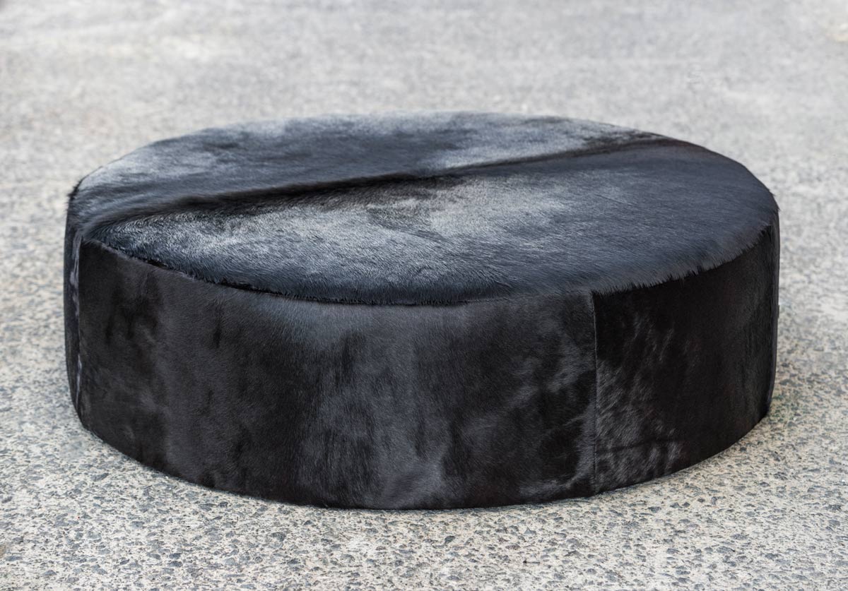 Premium Large Round Cowhide Ottoman 51
