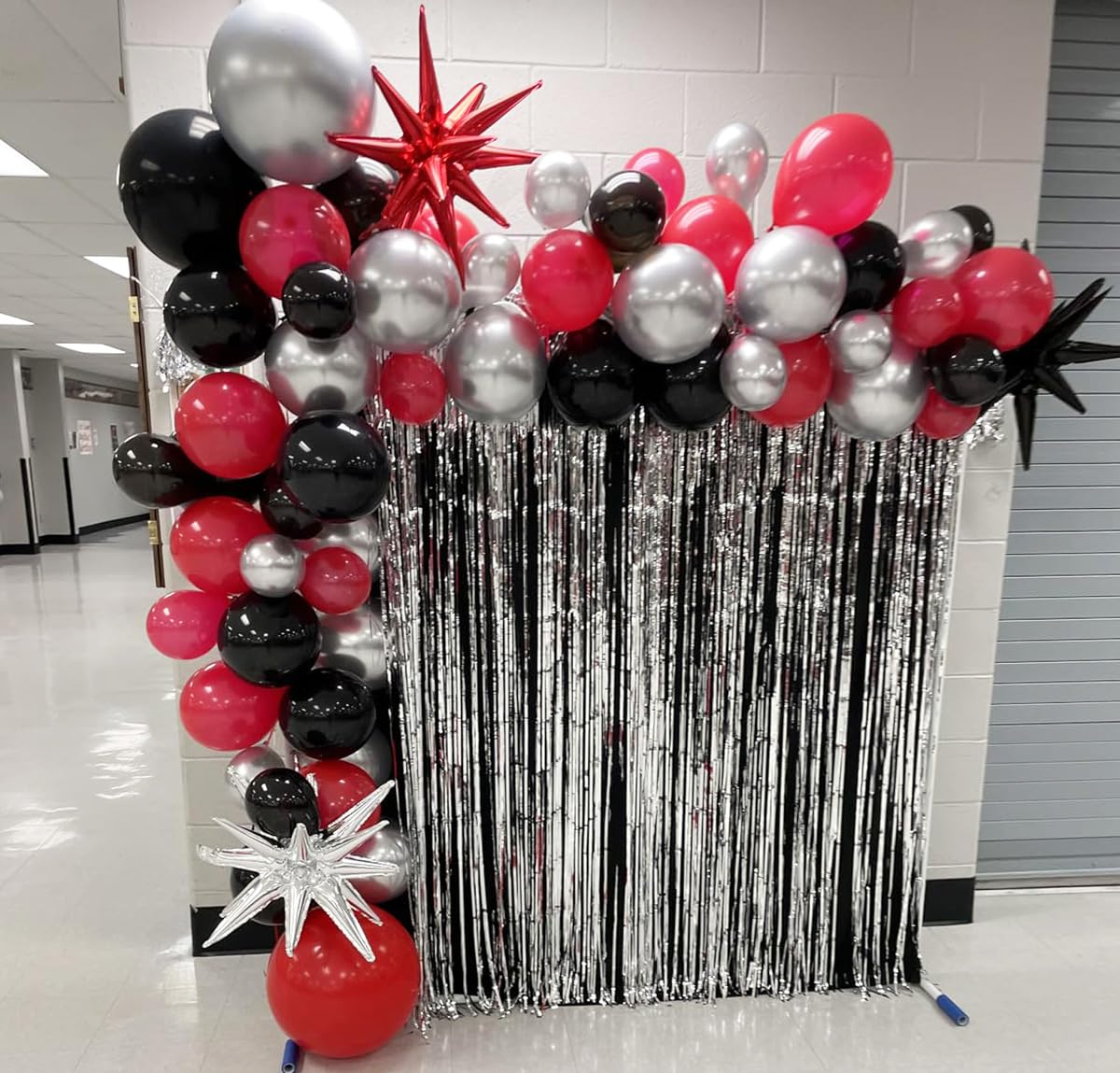 Black Red Silver Foil Balloons Arch Kit - 18