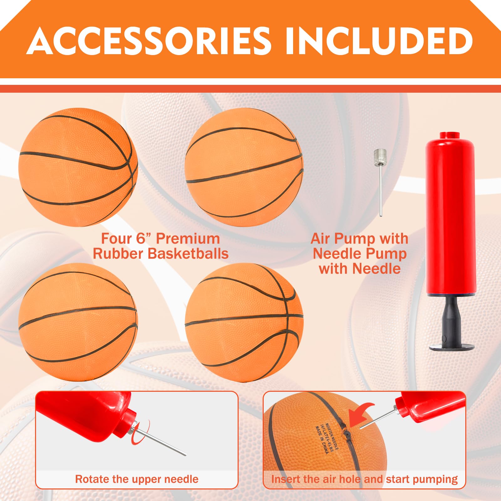 Premium Folding Basketball Arcade Game - 2 Player Electronic Hoop Challenge with LCD Scoreboard, 4 Balls & Air Pump - Foldable Indoor/Outdoor Basketball Shooting Game (Upgraded White) - Perfect for Family Game Nights, Parties & Kids' Entertainment
