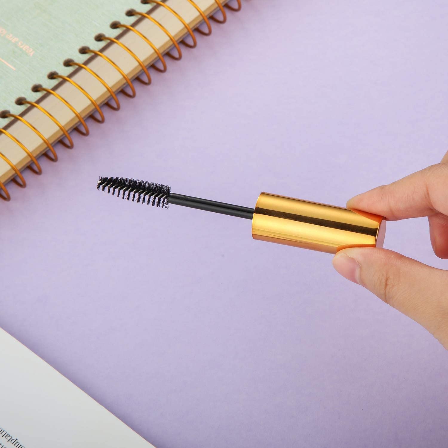 RAJry 2 Pack 10ml Empty Mascara Tubes with Wands - Refillable Eyelash Cream Containers with 2 Rubber Inserts (Gold) - Perfect for DIY Makeup, Travel & Salon Use