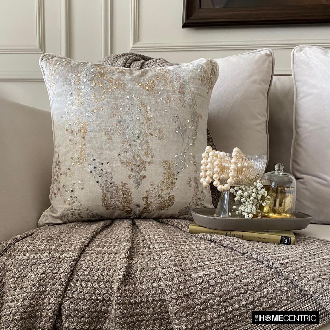 Aurum Shine Silver & Gold Velvet Throw Pillow Cover - Luxury Decorative Cushion Cover for Sofa, Bed, Living Room & Home Decor