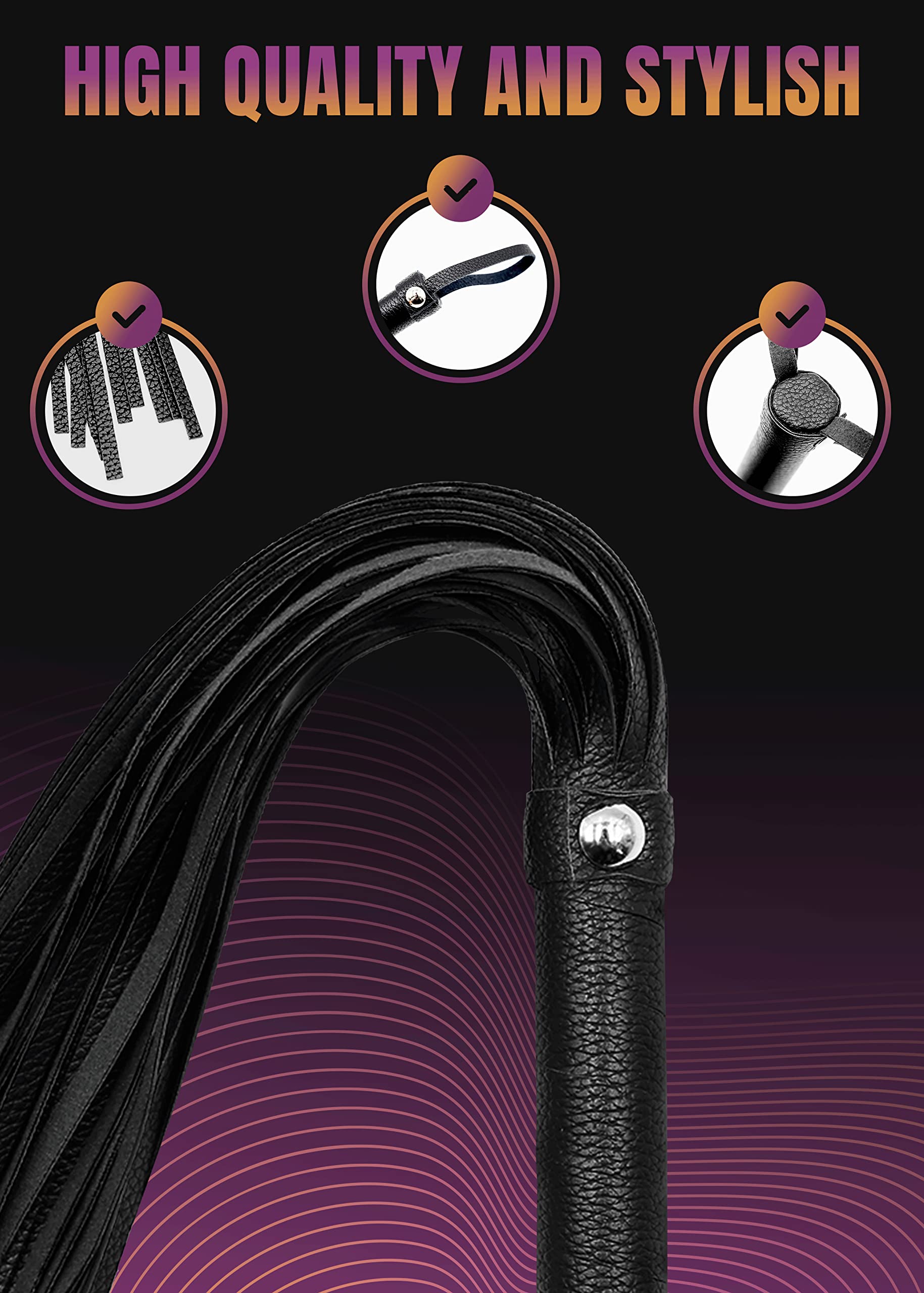 BDSM Flogger for Spanking - Premium Adult Whip for Couples Play, Sensual Bondage & Bedroom Restraint - Perfect for Roleplay, BDSM Scenes & Intimate Exploration