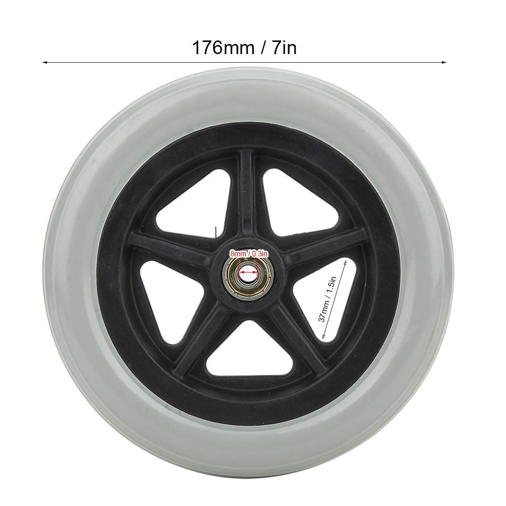 7 Inch Non-Slip Wheelchair Wheels - Durable Rubber Front Wheels for Elderly & Disabled - Wear-Resistant Replacement Wheels for Smooth Mobility (Indoor/Outdoor Use)