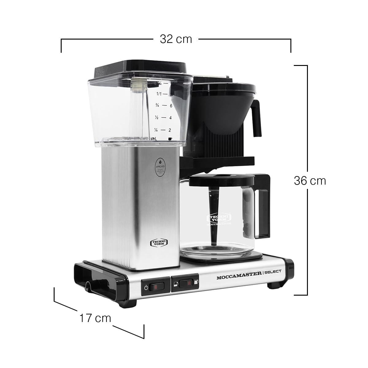 Moccamaster KBG Select Coffee Maker - 1.25L Brushed Silver Filter Coffee Machine for Home & Office Use | Perfect for Daily Brewing, Entertaining Guests & Coffee Enthusiasts