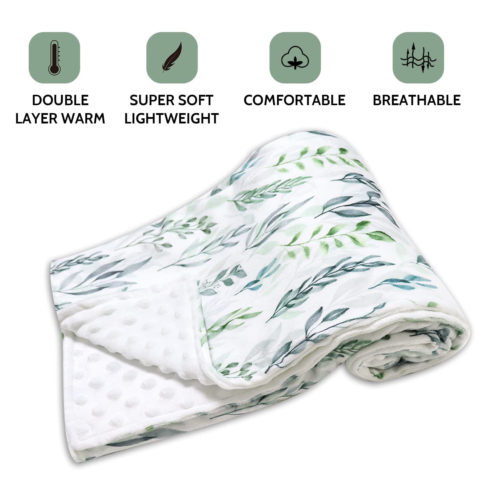 Organic Cotton Baby Car Seat Cover & Blanket Set - Soft Green Leaf Design for Infants & Toddlers | Safe, Breathable & Machine Washable | Perfect for Strollers, Car Seats & Nursery Comfort
