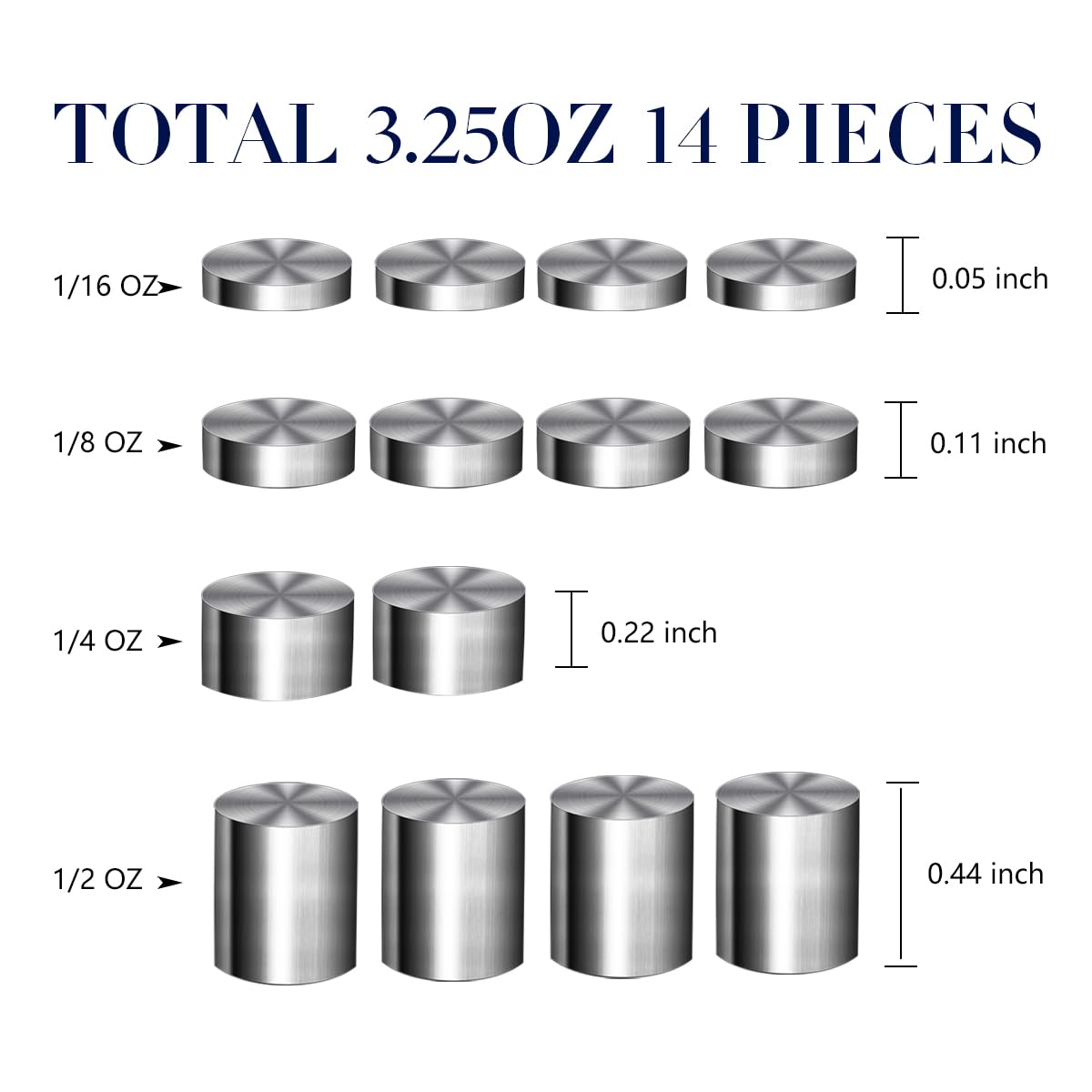 Pinewood Derby Car Kit - 3.25OZ Tungsten Weights (14 Pieces, 4 Sizes) & 0.5OZ Graphite Powder Lubricant for Speed - Perfect for Pinewood Derby Racing, Boy Scouts Competitions, and DIY Wooden Car Projects