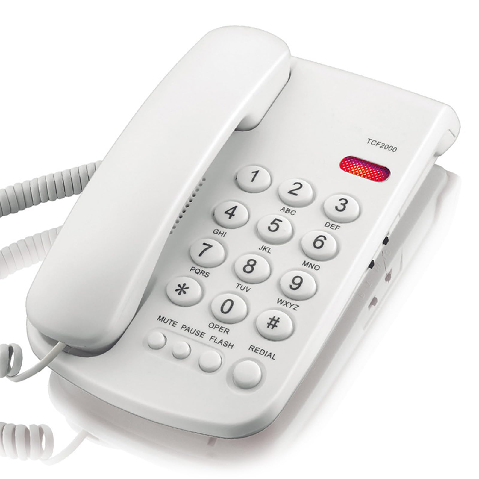 TCF-2000 Corded Landline Phone with Redial, Hold, Ring Tone Adjustment - White Desktop & Wall Mountable Home/Office/Hotel Telephone for Reliable Communication