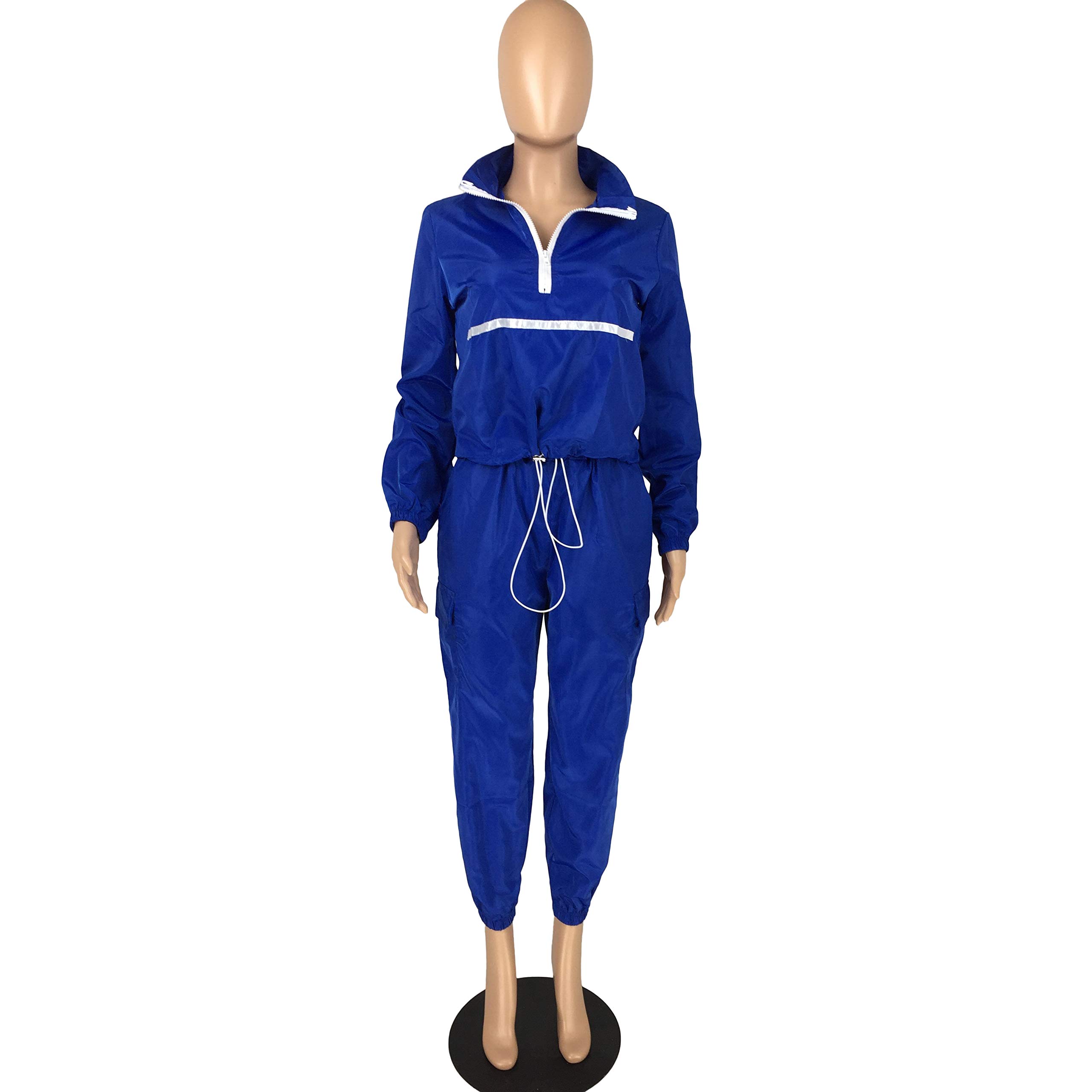 EOSIEDUR Women's 2-Piece Tracksuit Set - Lightweight Windbreaker Pullover Jacket & Crop Top with Pants | Casual Workout, Lounge Wear, Street Fashion Outfit